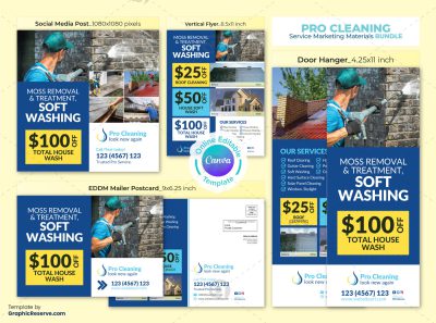 Cleaning Service Marketing Material Template Bundle