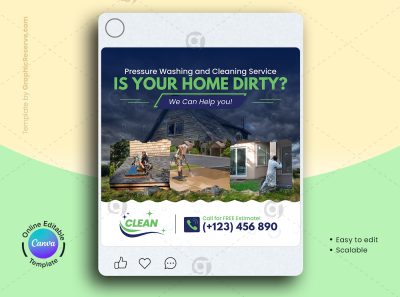 Cleaning Service Social Media Design Canva Template