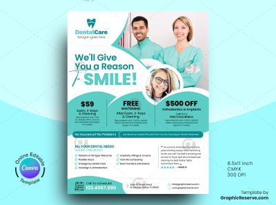 Dental Coupon Flyer Canva Template