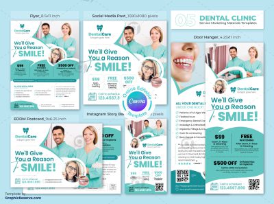 Dental Coupon Marketing Material Canva Template Bundle