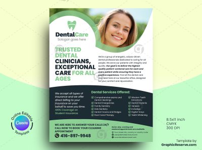 Dentistry Flyer Design Canva Template