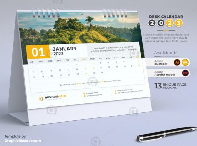Desk Calendar Design 2023