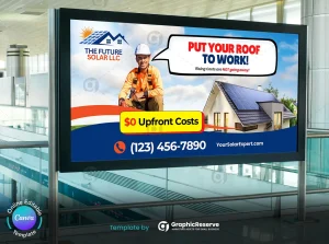 Editable Canva Billboard Template for Solar Energy Advertising