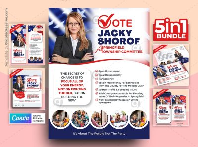 Election Campaign Political Marketing Material Bundle Canva Template