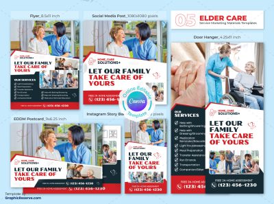 Family Caring Marketing Materials Canva Template Bundle