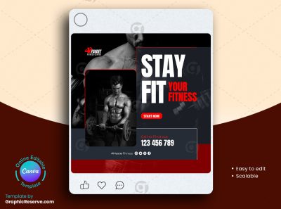 Fitness Gym Social Media Banner 4v