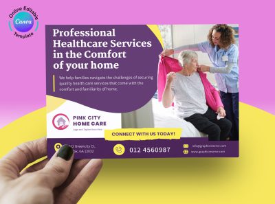 Home care caregiver direct mail postcard template