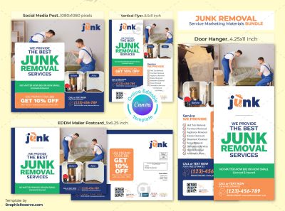 Junk Removal Marketing Material Canva Bundle Design