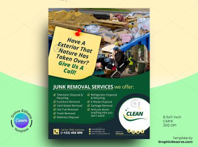 Junk Removal Service Providing Flyer Canva Template