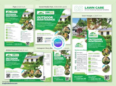 Landscaping Marketing Material Canva Template Bundle