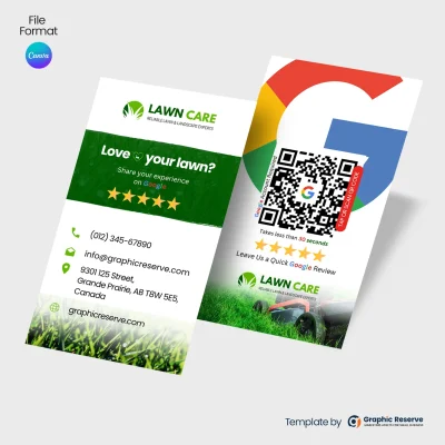 Lawn Care Google Review Card Template | Canva | Landscaping Marketing Material | Local Advertising Design