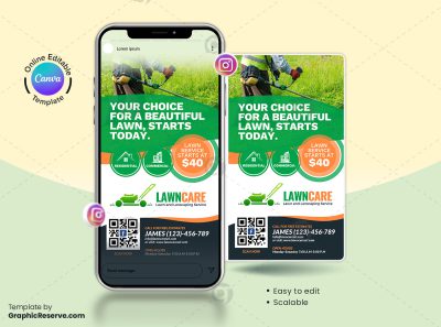 Lawn Care Service Instagram Story Banner Canva Template