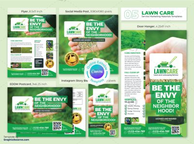 Lawn Services Marketing Material Canva Template Bundle