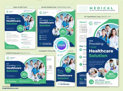 Medical Marketing Material Bundle Canva Template
