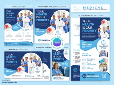 Medical Service Marketing Material Bundle Canva Template.v2
