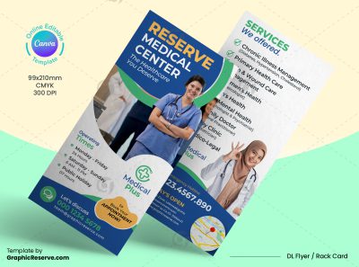 Medical Service Rack Card Design Canva Template