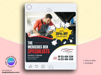 Mercedes Car Repairing Canva Social Media Banner