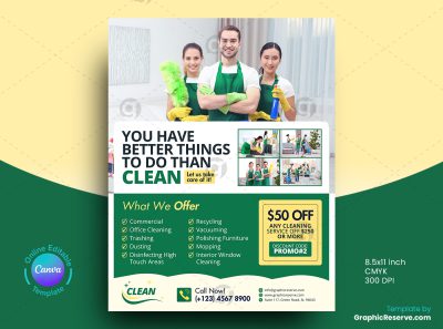 Minimalistic Cleaning Service Flyer Canva Template