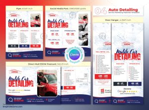 Mobile Car Detailing Marketing Material Canva Template Bundle
