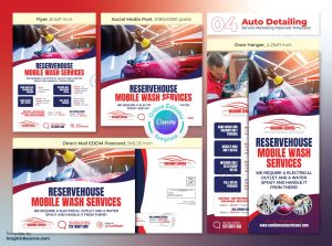 Mobile Wash Service Marketing Material Bundle Canva Template