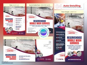Mobile Wash Service Marketing Material Canva Template Bundle
