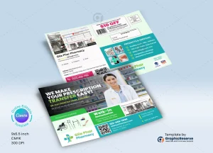 Pharmacy direct mail eddm postcard template canva