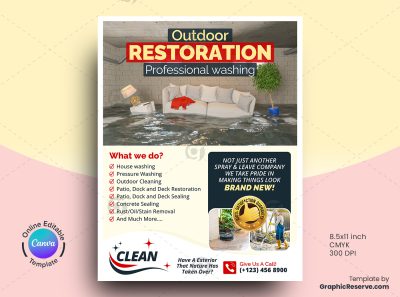 Pressure Washing Canva Flyer Design Template