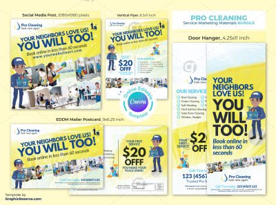 Pro Cleaning Service Marketing Material Bundle