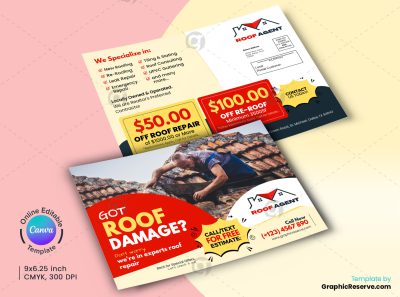 Roof Damage Repair EDDM Mailer Canva Template