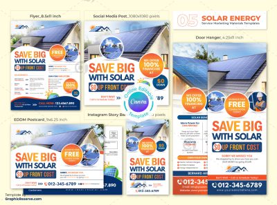 Solar Business Marketing Materials Bundle Canva Template