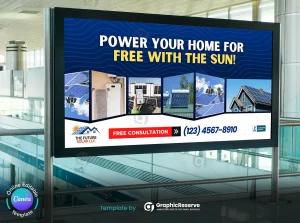 Solar Company Billboard Canva Template Customizable Solar Power Ad Design