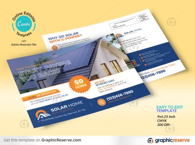 Solar Direct Mail EDDM Postcard Design Canva Template