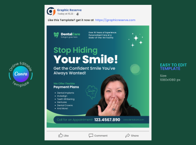 Stop hiding Smile Dentist Instagram Post