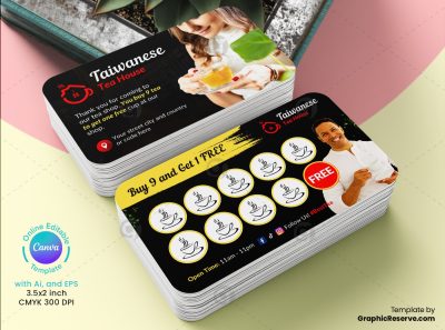 Tea House Loyalty Card Canva Template