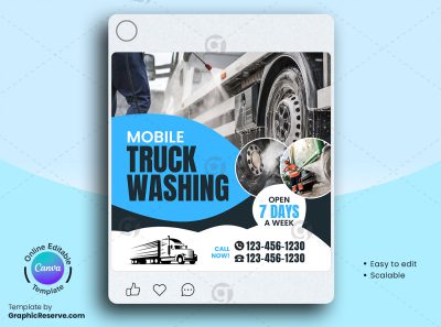 Truck Washing Canva Social Media Banner